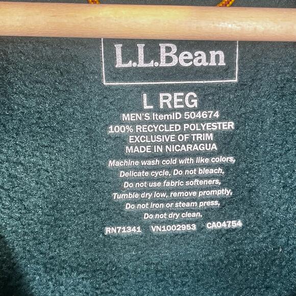 Vintage L.L. Bean Men's Green Fleece Zip Up Jacket Size Y2K Gorpcore Outdoorsy - Picture 5 of 7